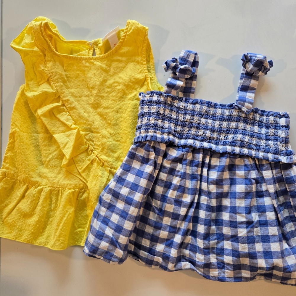 Cat and Jack 2 Tank Top Yellow and Blue Checkered Tank Top 5T Set